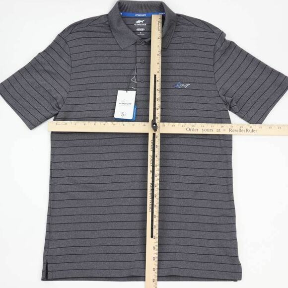Attack Life By Greg Norman Mens Golf Polo Shirt Gray Striped Play Dry S New - Picture 3 of 12